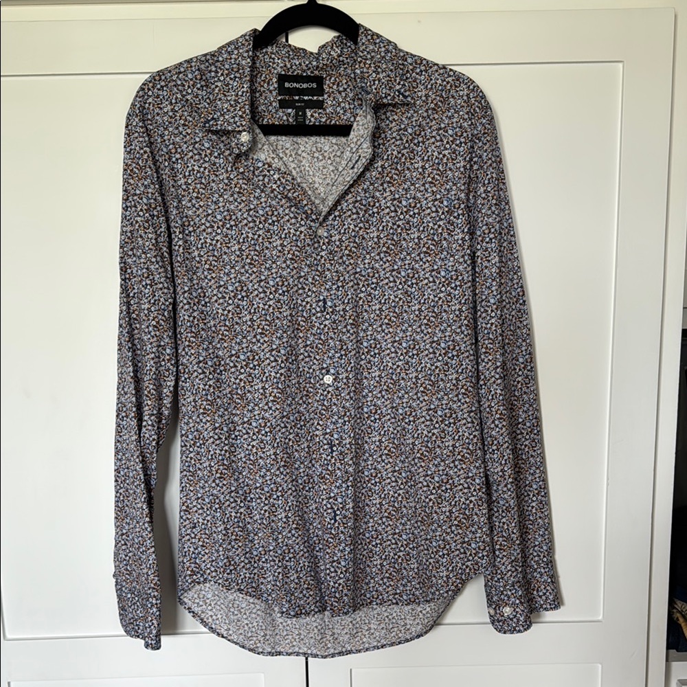 Bonobos Blue and brown floral Casual Button Down Shirt